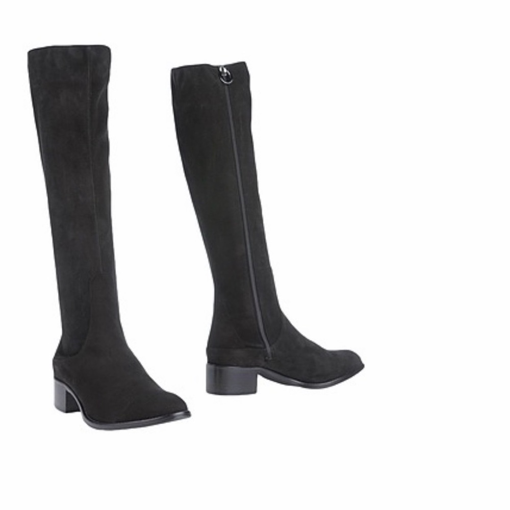 NWT O Jour Black Suede Narrow Calf Knee-High Boots